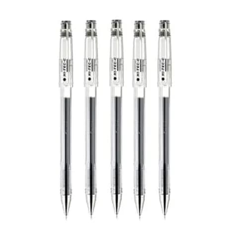 Pilot Hi-Tec-C 03 Gel Ink Pen Value Set 5 Black Ink 0.3mm Micro Fine Point | Smooth Ink Flow thumbnail 1