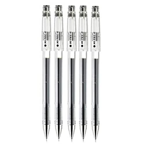 Pilot Hi-Tec-C 05 Gel Ink Pen Value Set of 5, Fine Point 0.5mm Black Ink | Smooth Ink Flow thumbnail 1