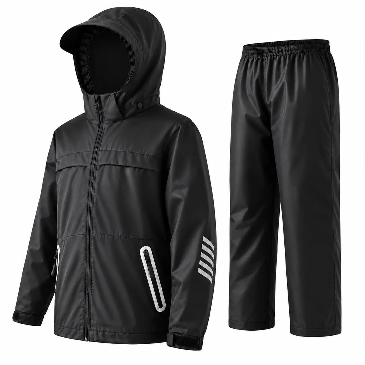 SWISSWELL Kids Rain Gear Youth Boys Rain Jacket Pants Black 14-16 Yr | Waterproof, Breathable & Reflective