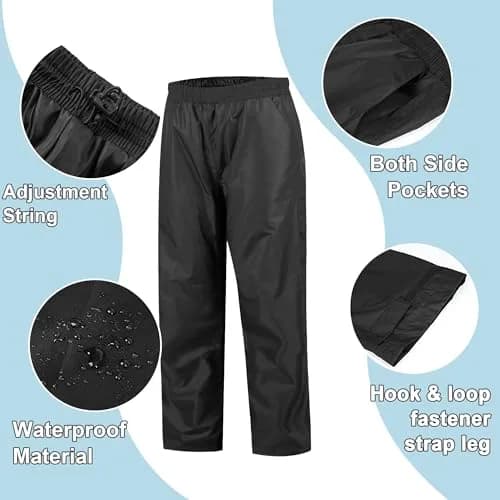 SWISSWELL Kids Rain Gear Youth Boys Rain Jacket Pants Black 14-16 Yr | Waterproof, Breathable & Reflective thumbnail 4