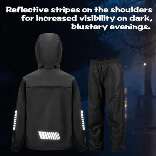 SWISSWELL Kids Rain Gear Youth Boys Rain Jacket Pants Black 14-16 Yr | Waterproof, Breathable & Reflective thumbnail 5