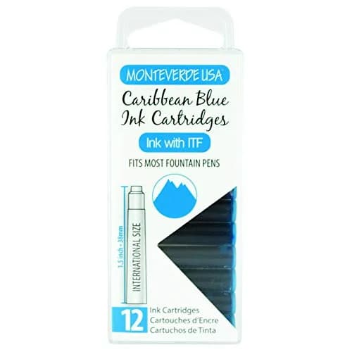 Monteverde USA International Standard Ink Cartridges Caribbean Blue | Bright, Exotic Fountain Pen Ink, 12-Pack thumbnail 1