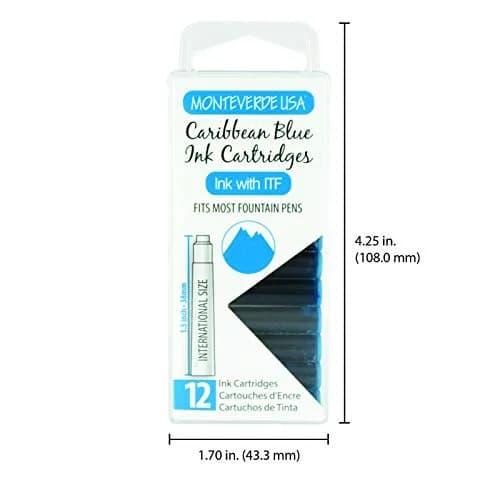 Monteverde USA International Standard Ink Cartridges Caribbean Blue | Bright, Exotic Fountain Pen Ink, 12-Pack thumbnail 5