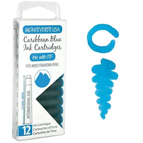 Monteverde USA International Standard Ink Cartridges Caribbean Blue | Bright, Exotic Fountain Pen Ink, 12-Pack thumbnail 2