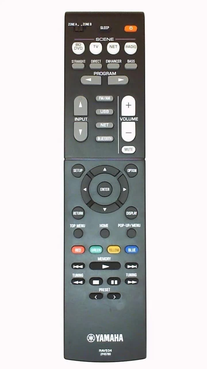Yamaha RAV534 Original Remote Control for RX-V Series Receivers | Genuine Factory OEM — Black