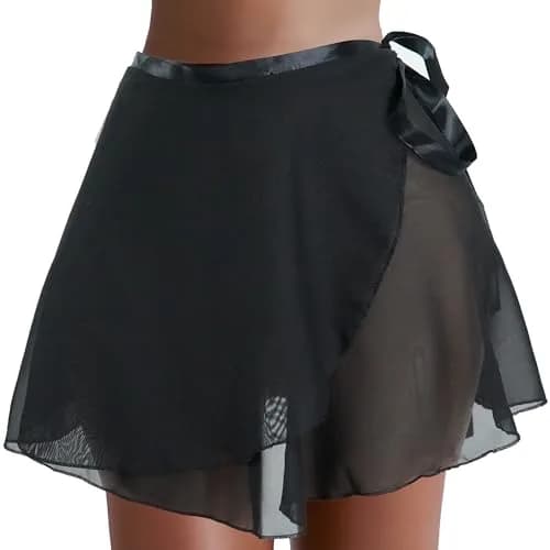 Wuchieal Sheer Wrap Skirt for Women | Ballet & Dancewear, One Size, Black thumbnail 4