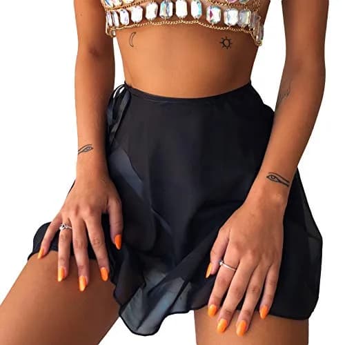 Wuchieal Sheer Wrap Skirt for Women | Ballet & Dancewear, One Size, Black thumbnail 8