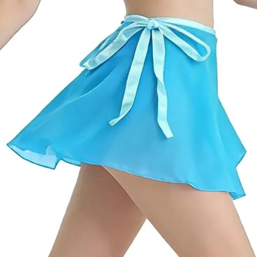 Wuchieal Sheer Wrap Skirt for Women | Ballet & Dancewear | One Size, Light Blue thumbnail 4