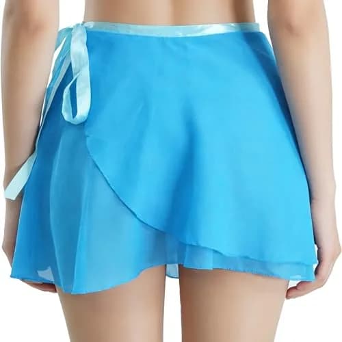 Wuchieal Sheer Wrap Skirt for Women | Ballet & Dancewear | One Size, Light Blue thumbnail 5