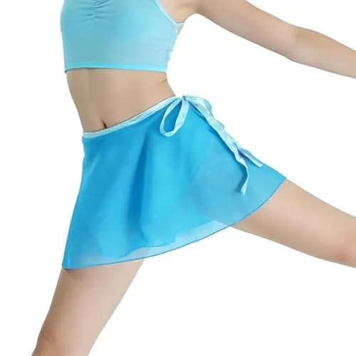 Wuchieal Sheer Wrap Skirt for Women | Ballet & Dancewear | One Size, Light Blue thumbnail 7