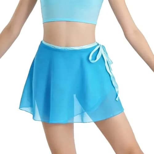 Wuchieal Sheer Wrap Skirt for Women | Ballet & Dancewear | One Size, Light Blue thumbnail 2