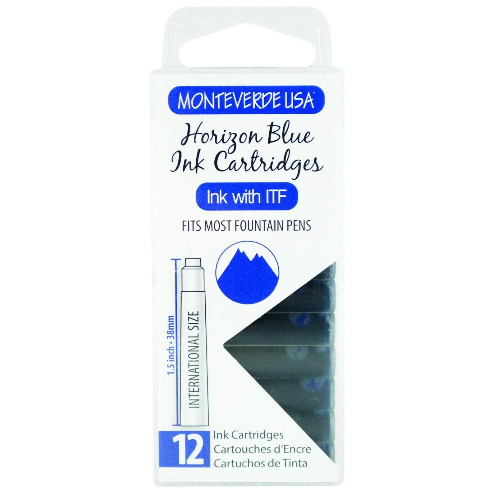 Monteverde Fountain Pen Ink Cartridges Horizon Blue | Bright, Vibrant, Compatible with Most Fountain Pens