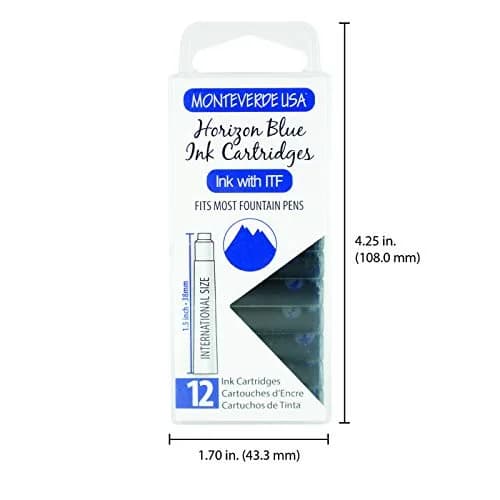 Monteverde Fountain Pen Ink Cartridges Horizon Blue | Bright, Vibrant, Compatible with Most Fountain Pens thumbnail 5