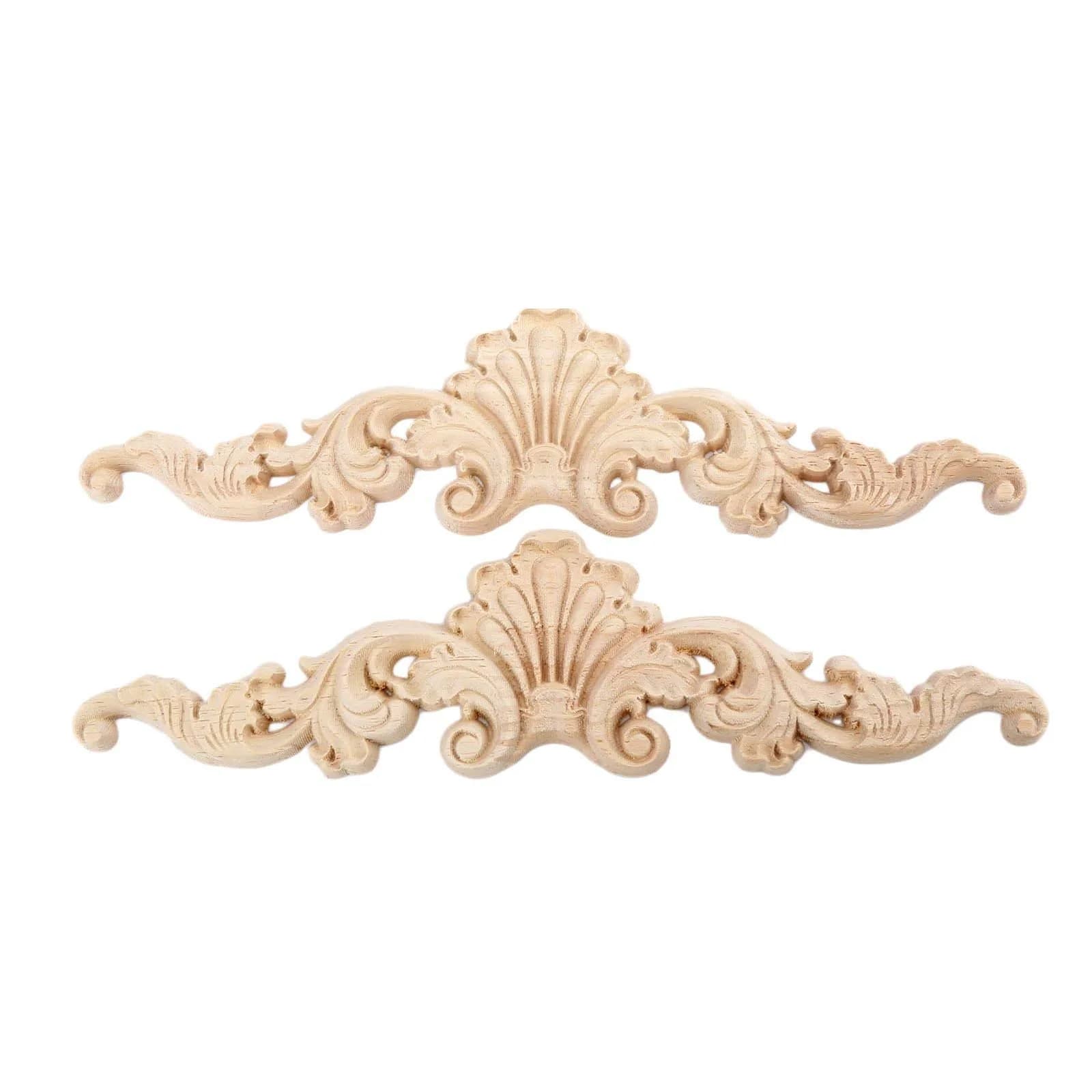 MUXSAM Wooden Flower Carvings Appliques 20x5cm | Vintage Furniture Decor