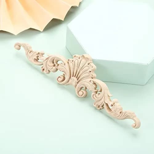 MUXSAM Wooden Flower Carvings Appliques 20x5cm | Vintage Furniture Decor thumbnail 4