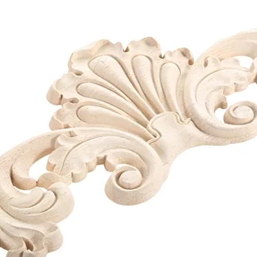 MUXSAM Wooden Flower Carvings Appliques 20x5cm | Vintage Furniture Decor thumbnail 3
