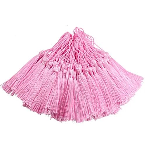 Makhry Pink 100pcs Hanging Ornament Tassels | Handmade Silky Bookmark Decor - main product image