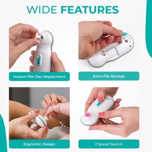 bblüv Trimö Electric Nail Clippers for Newborn Baby & Toddler | Gentle, Whisper-Quiet, 2-Speed, BPA-Free thumbnail 2