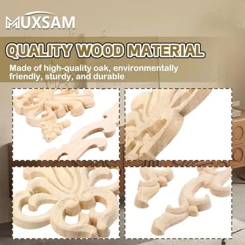 MUXSAM Wood Carved Appliques 20x10cm (7.87"x3.94") | Authentic European Style Furniture Accents thumbnail 5