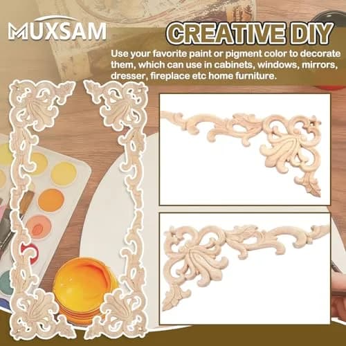 MUXSAM Wood Carved Appliques 20x10cm (7.87"x3.94") | Authentic European Style Furniture Accents thumbnail 7