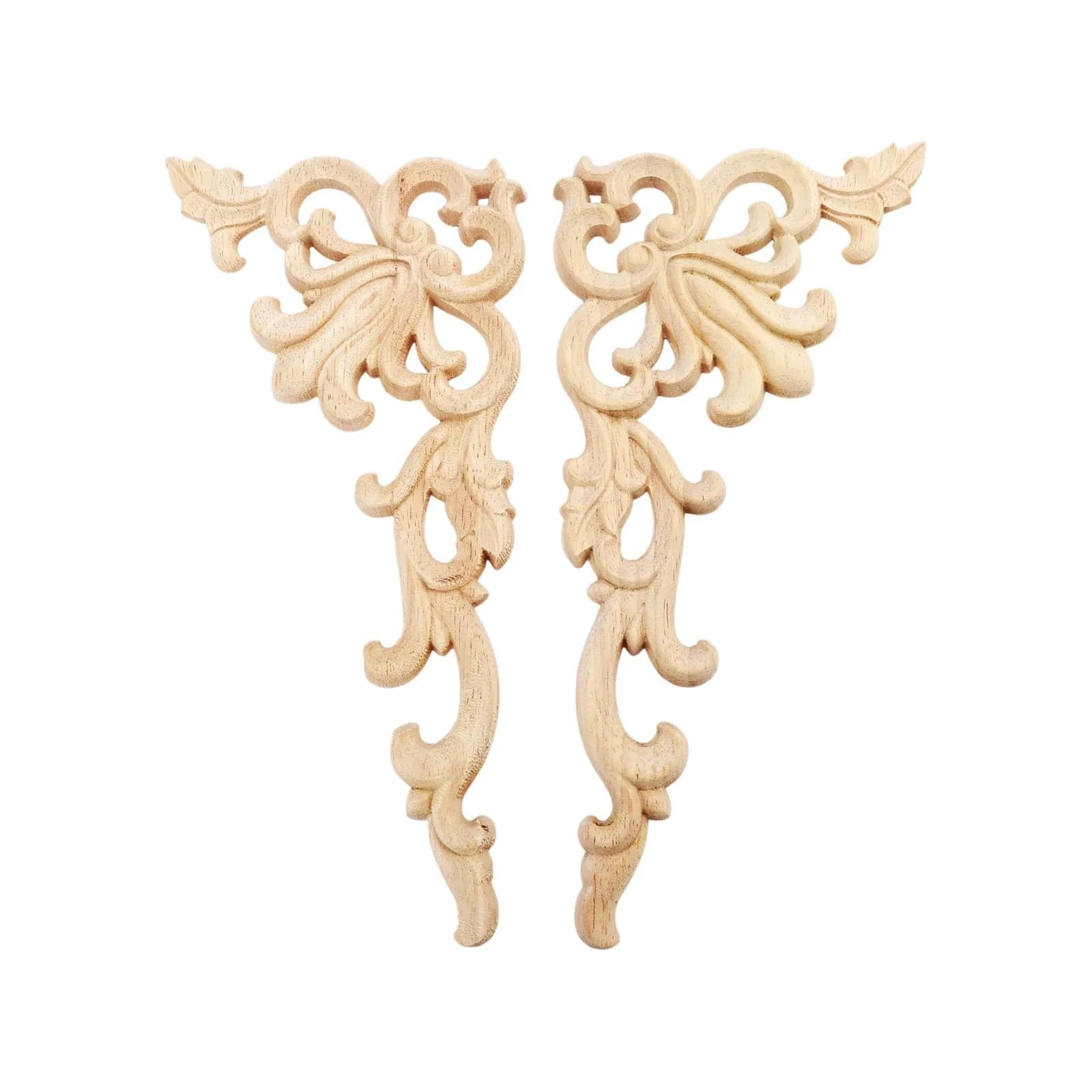 MUXSAM Wood Carved Appliques Onlays 20cm x 10cm (7.87" x 3.94") | European Style Furniture Corner Decals - main product image