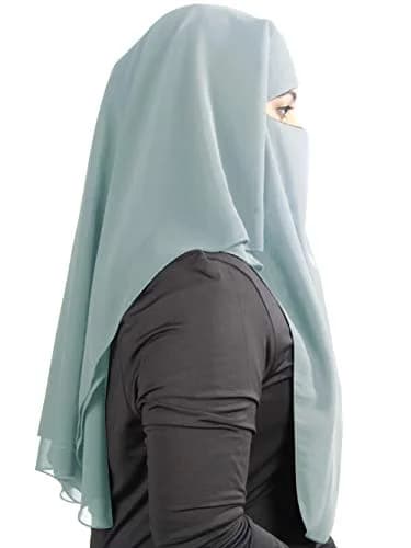 MyBatua 3-Layer Saudi Niqab 78cm (31") | Breathable Georgette Face Veil thumbnail 2