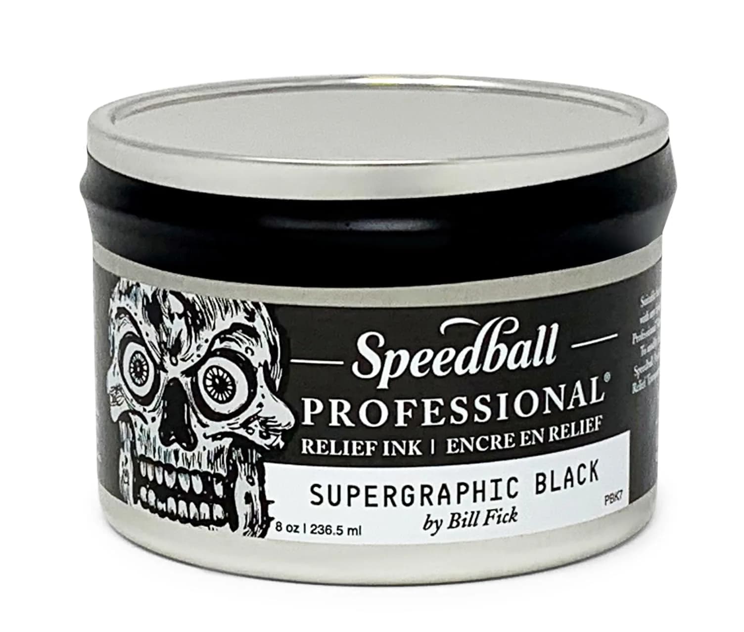 Speedball Relief Ink Crimson Red 8 fl oz | Oil-Based, Water-Miscible, Professional Grade — Supergraphic Black / 8 fl oz