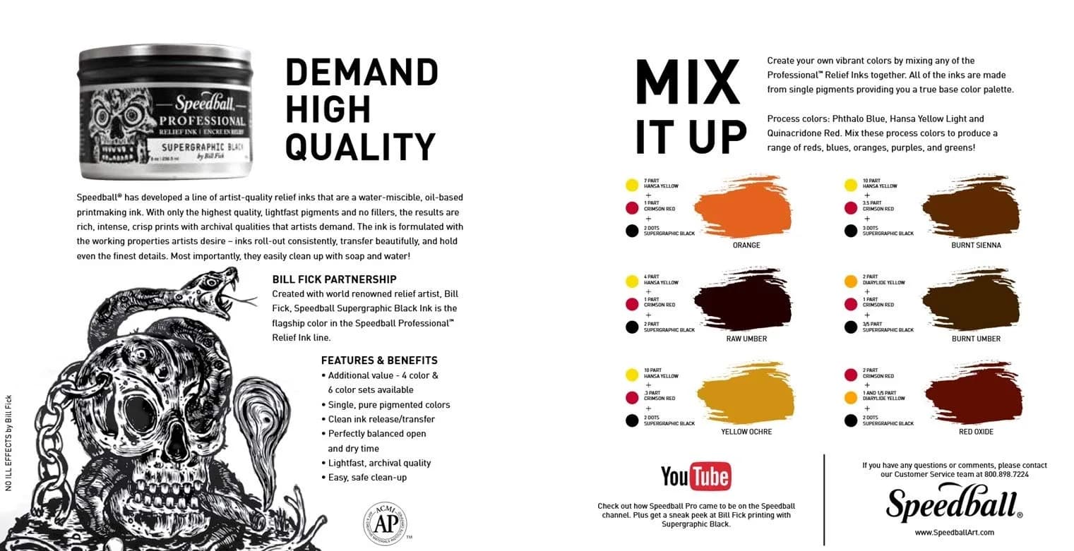 Speedball Relief Ink Supergraphic Black 8 fl oz | Oil-Based, Water-Miscible, Archival Quality thumbnail 2
