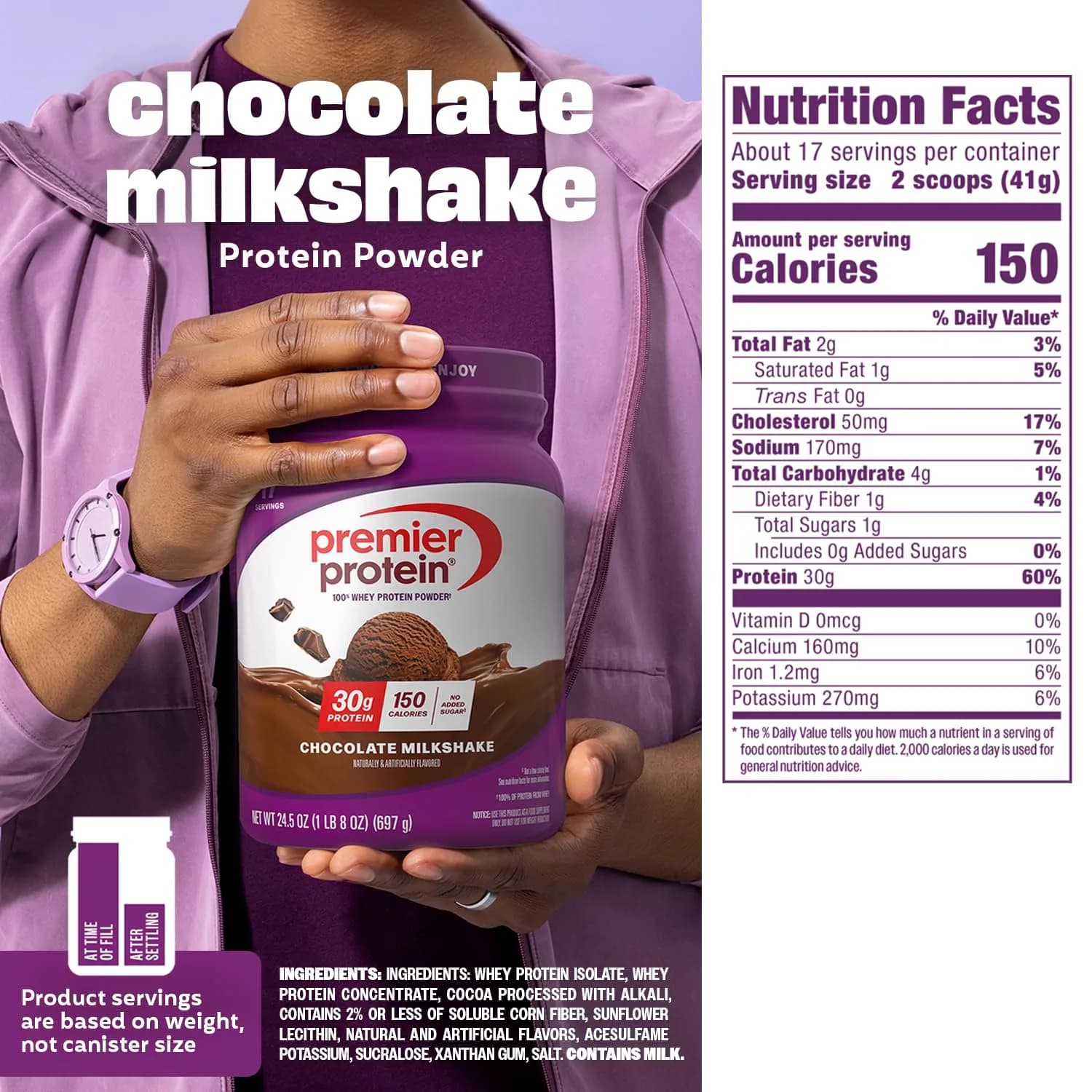 Premier Protein 30g High Protein Powder, 100% Whey, Chocolate, 1.53 lb (694g) | 30g Protein Per Serving - view 5
