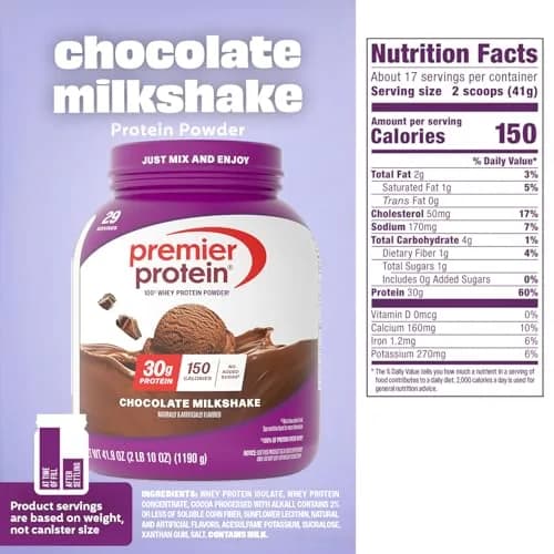 Premier Protein 30g High Protein Powder, 100% Whey, Chocolate, 1.53 lb (694g) | 30g Protein Per Serving thumbnail 7