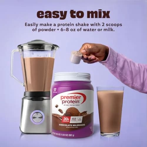 Premier Protein 30g High Protein Powder, 100% Whey, Chocolate, 1.53 lb (694g) | 30g Protein Per Serving thumbnail 3