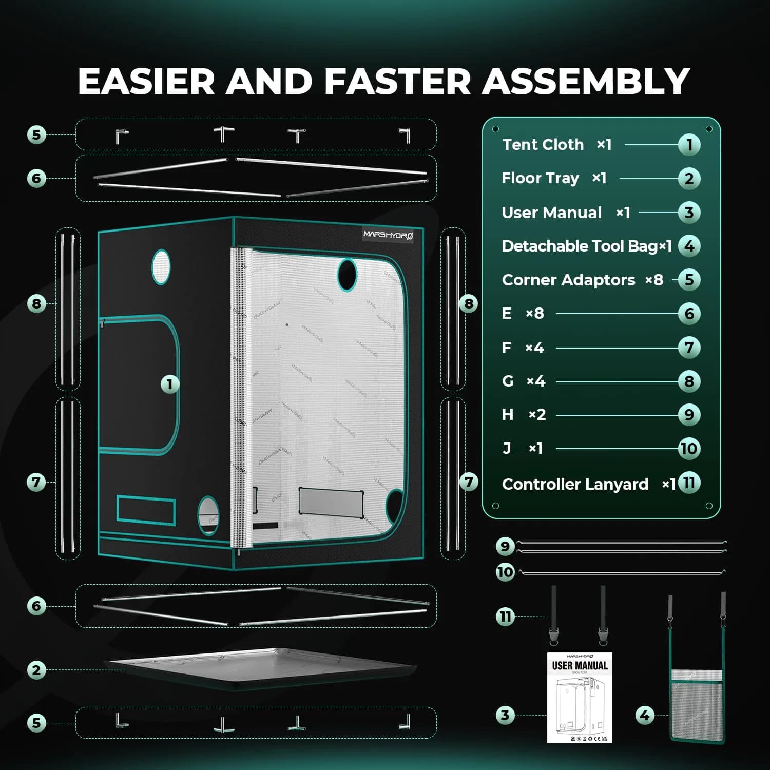 MARS HYDRO 5x5x6.67 ft Grow Tent | 1680D Mylar Fabric, 70kg Capacity, Indoor Plant Growing - view 8