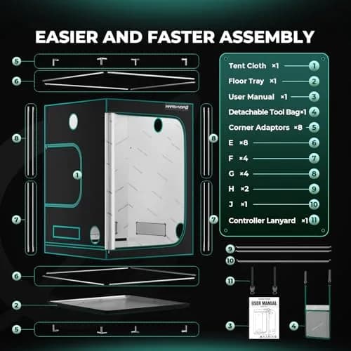 MARS HYDRO 5x5x6.67 ft Grow Tent | 1680D Mylar Fabric, 70kg Capacity, Indoor Plant Growing thumbnail 8