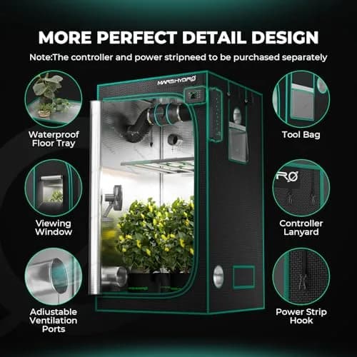 MARS HYDRO 5x5x6.67 ft Grow Tent | 1680D Mylar Fabric, 70kg Capacity, Indoor Plant Growing thumbnail 3