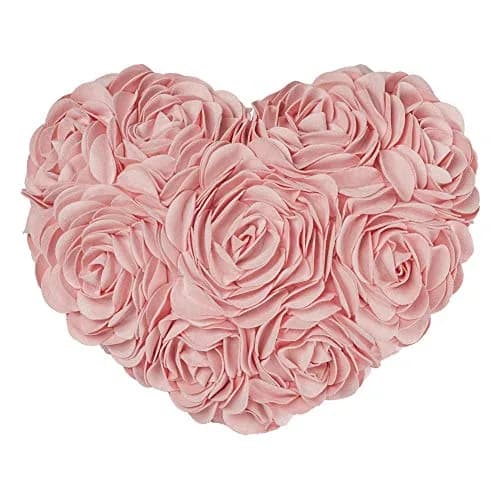 JWH Heart Flower Throw Pillow Cover 14x16 Inches | Pink Floral Accent Cushion for Sofa & Bed thumbnail 1