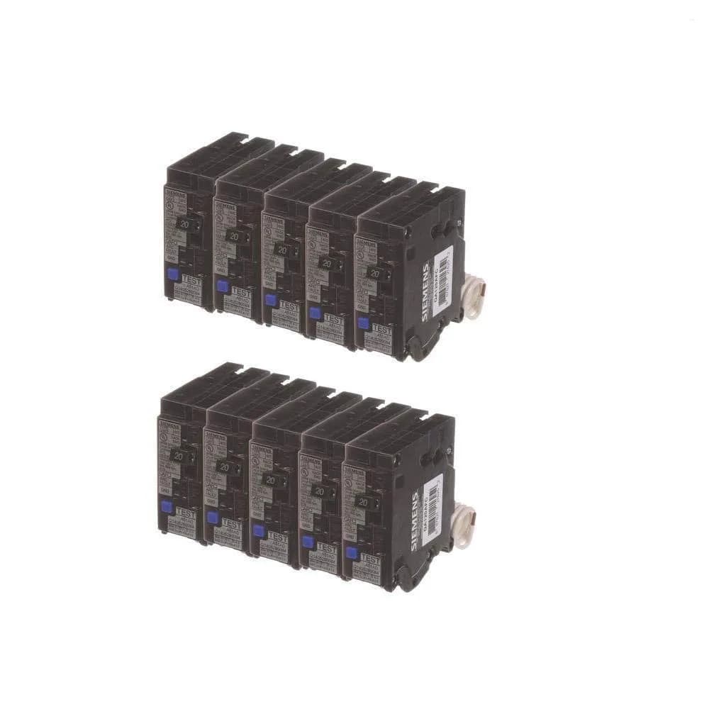 SIEMENS 20 Amp Single Pole AFCI Circuit Breaker | 10 Pack, Mexico Origin, LED Trip
