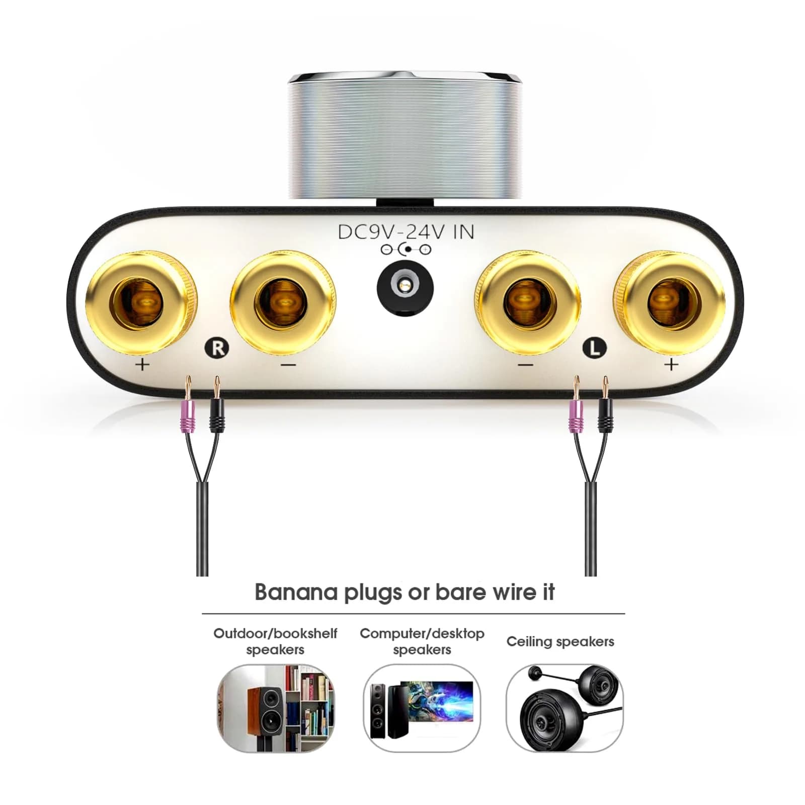 Douk Audio NS-01G Pro Mini Bluetooth 5.0 Power Amplifier, Stereo Hi-Fi Digital Amp 100W (50W×2) with AUX/USB/Bluetooth Input, 4-8 Ohm Speakers, Black - view 6