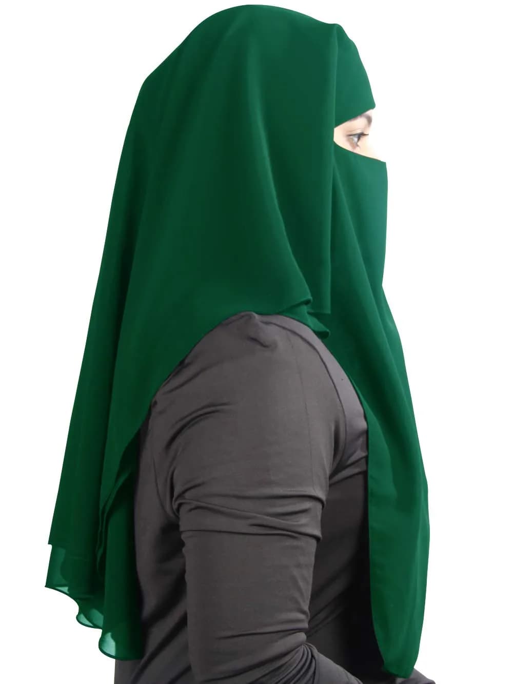 MyBatua 3-Layer Saudi Niqab 78cm (31in) | Breathable Georgette Face Veil - view 3