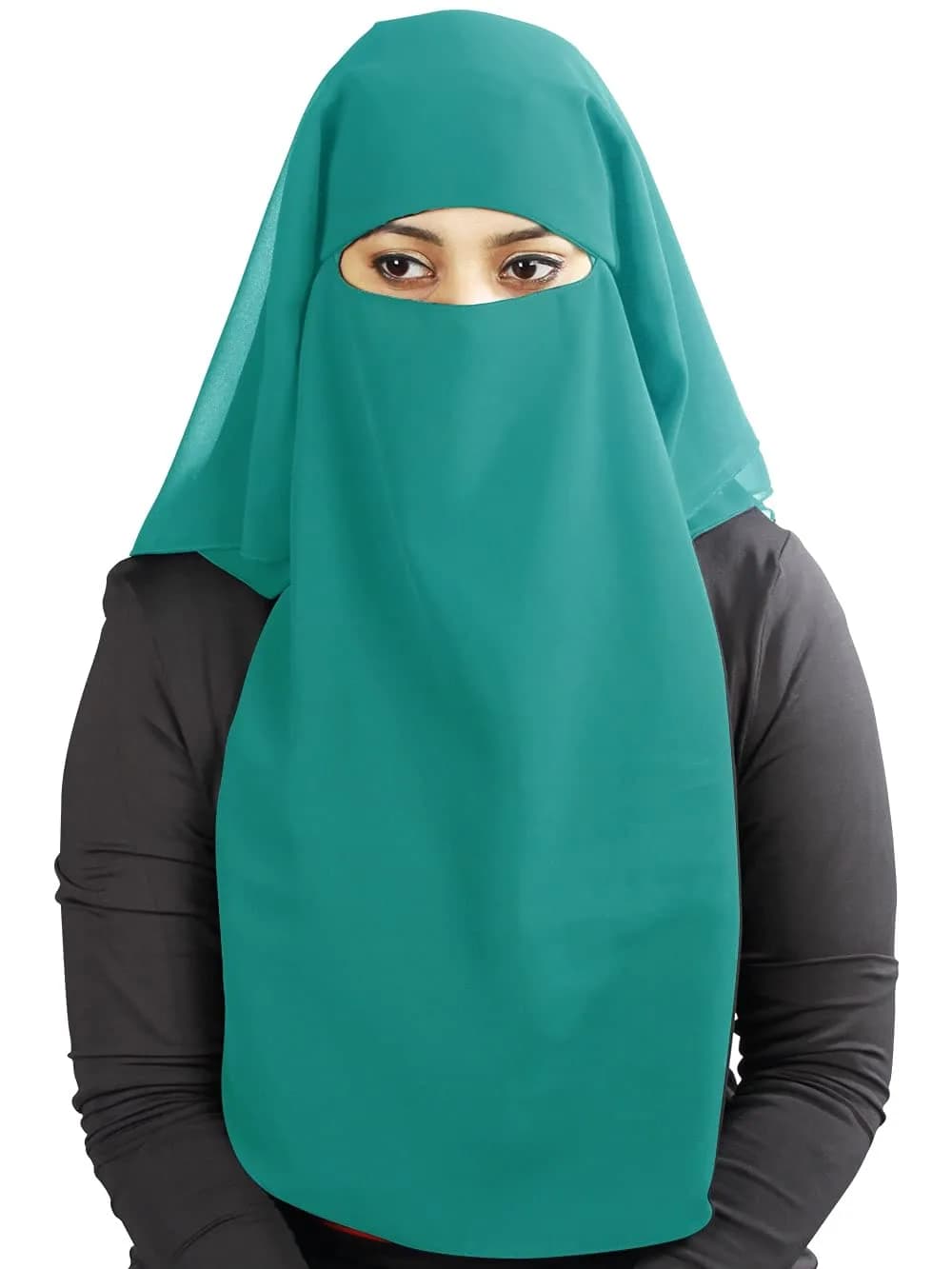MyBatua 3 Layers Saudi Niqab 78 x 66 cm (31 x 26 inches) | Breathable Georgette Face Veil