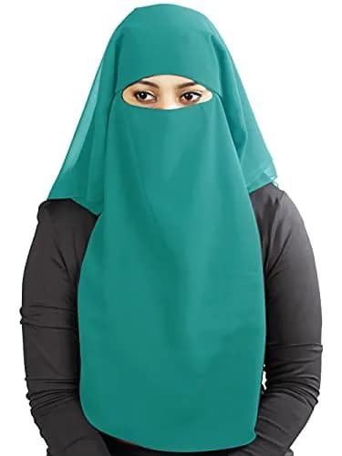 MyBatua 3 Layers Saudi Niqab 78 x 66 cm (31 x 26 inches) | Breathable Georgette Face Veil thumbnail 1