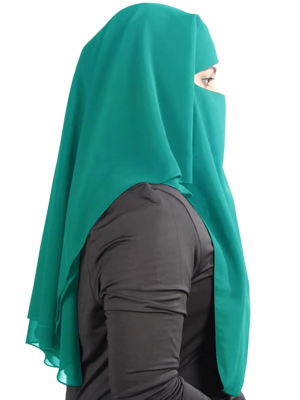 MyBatua 3 Layers Saudi Niqab 78 x 66 cm (31 x 26 inches) | Breathable Georgette Face Veil - view 2