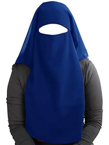 MyBatua 3 Layers Saudi Niqab Royal Blue Georgette | 78 x 66 cm (Longest Layer) — Royal Blue