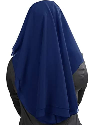 MyBatua 3 Layers Saudi Niqab Royal Blue Georgette | 78 x 66 cm (Longest Layer) thumbnail 4