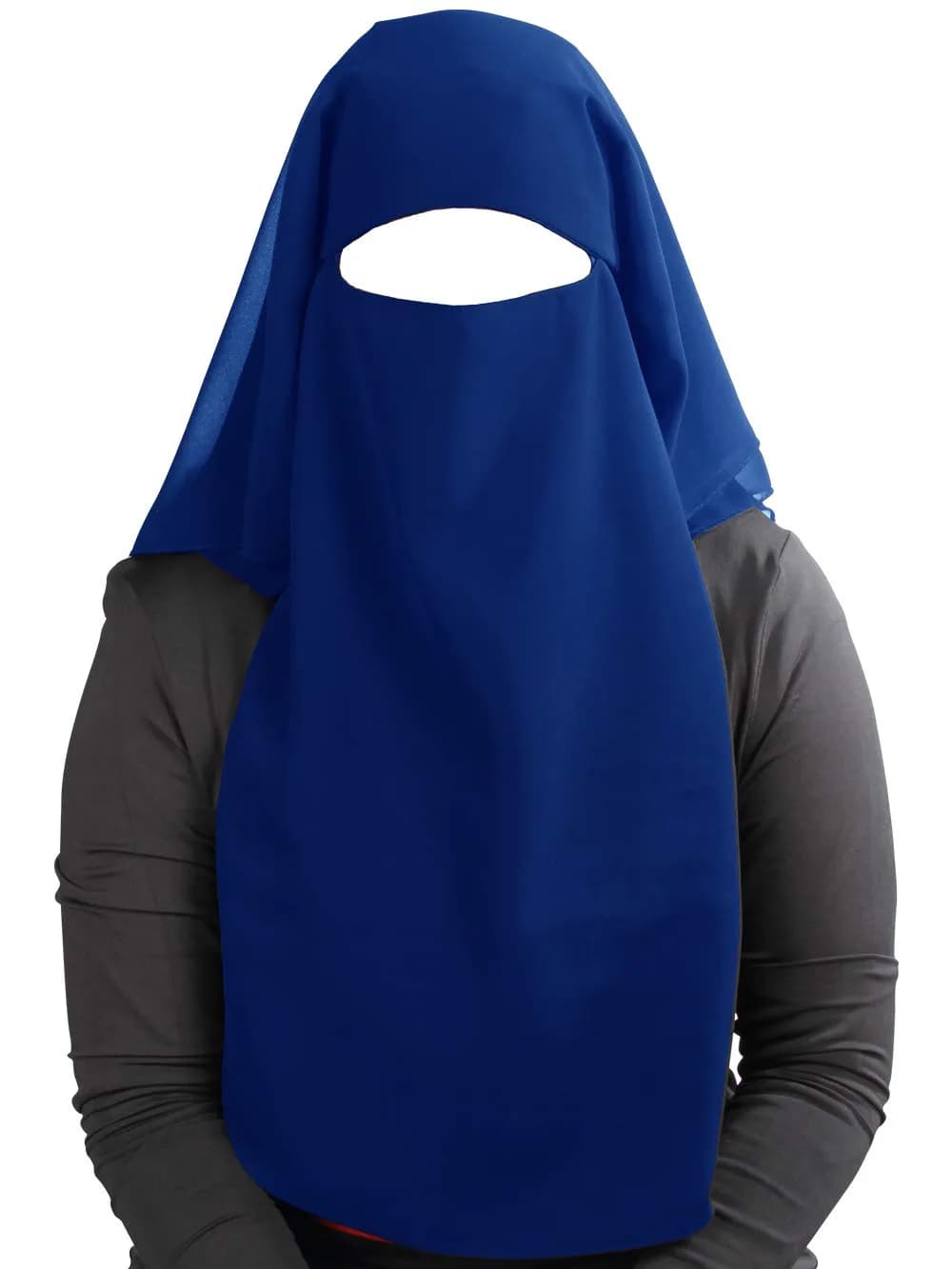 MyBatua 3 Layers Saudi Niqab Royal Blue Georgette | 78 x 66 cm (Longest Layer) - main product image