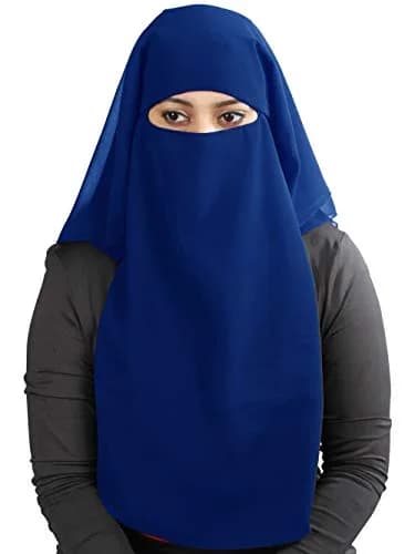 MyBatua 3 Layers Saudi Niqab Royal Blue Georgette | 78 x 66 cm (Longest Layer) thumbnail 2