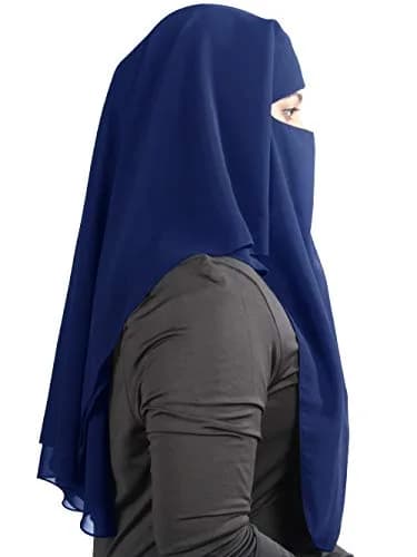 MyBatua 3 Layers Saudi Niqab Royal Blue Georgette | 78 x 66 cm (Longest Layer) thumbnail 3