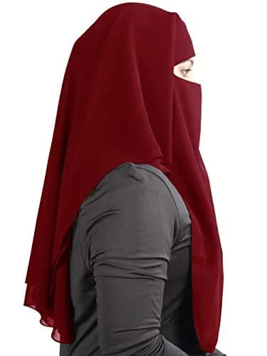 MyBatua 3 Layers Saudi Niqab Face Veil 78 x 66 cm (31 x 26 inches) | Breathable Georgette thumbnail 2
