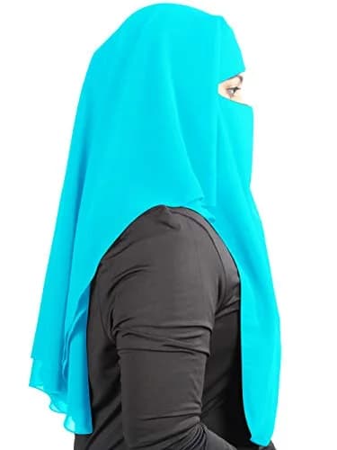 MyBatua 3-Layer Saudi Niqab Face Veil 78 x 66 cm (31 x 26 inches) | Breathable Georgette thumbnail 2
