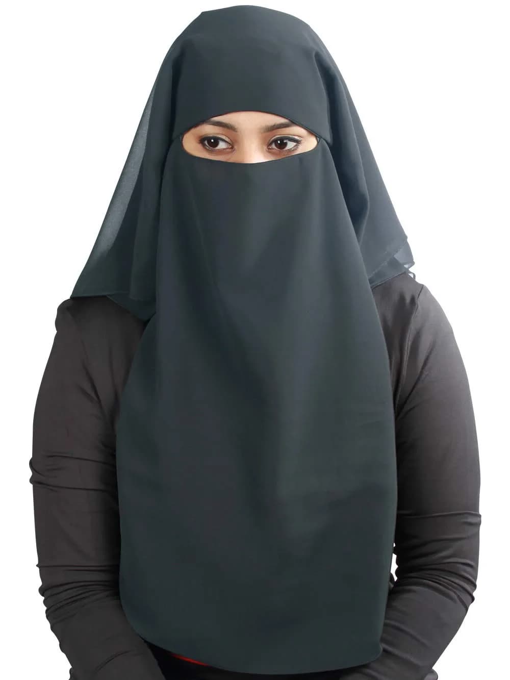 MyBatua 3 Layers Saudi Niqab 78 x 66 cm (31 x 26 inches) | Breathable Georgette Face Veil - main product image