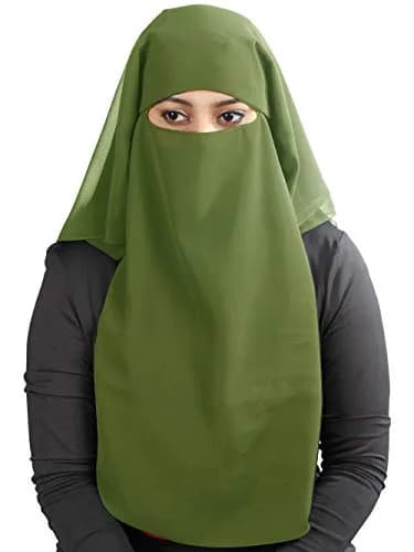 MyBatua 3 Layers Saudi Niqab Face Veil NQ-003 Henna | 78 x 66 cm (31 x 26 inches) thumbnail 1